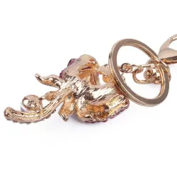 Rosa de cristal com pérola - chaveiro