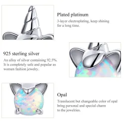 Licorne & opale - boucles d'oreilles clous - argent sterling 925
