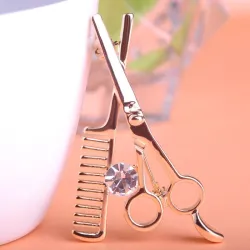 Pente de cabelo / tesoura - broche