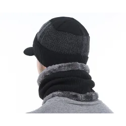 Herre vinterlue med skjerf - sett
