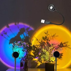 LED solnedgångslampa - regnbågsljusprojektor - roterbar - USB