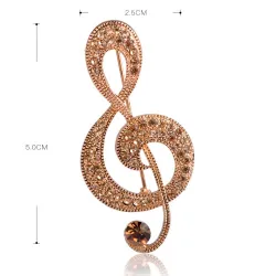 Grande note de musique en cristal - broche vintage