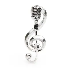 Nota musical dourada / microfone - broche