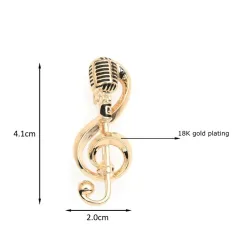 Note de musique dorée / microphone - broche