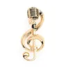 Goldene Musiknote / Mikrofon - Brosche