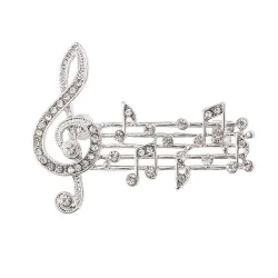 broche de notas musicais de cristal