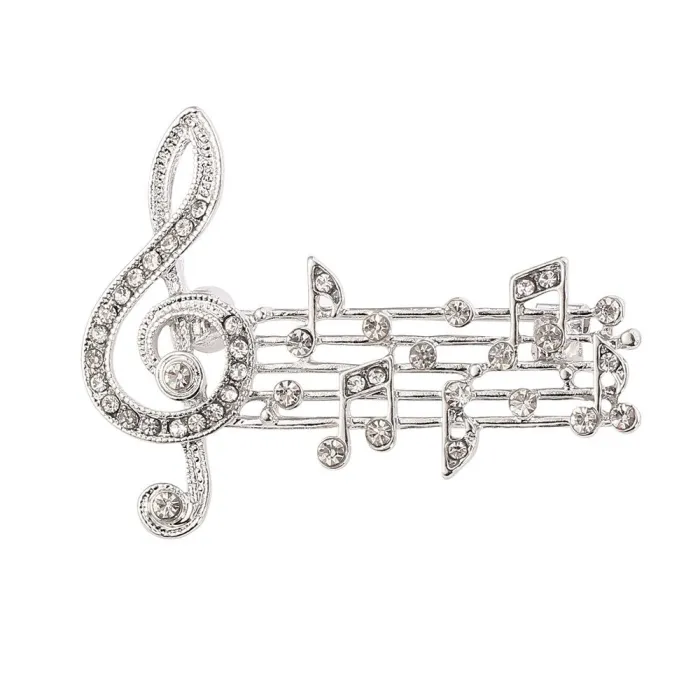 Spilla con note musicali in cristallo