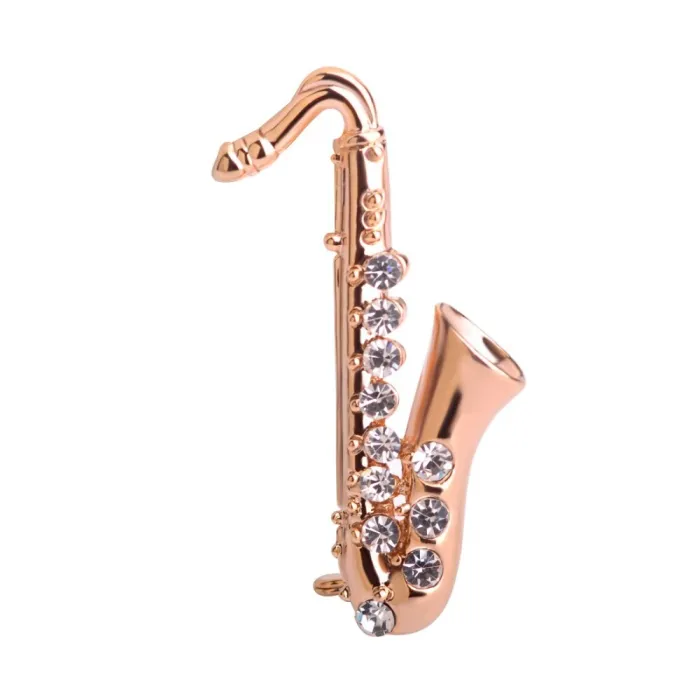 Saxophone cristal doré - broche