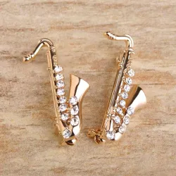 Saxophone cristal doré - broche