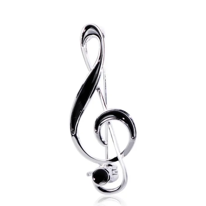 Spilla nota musicale - smalto nero