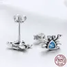 Ohrringe in Krabbenform - blauer Kristall - 925er Sterlingsilber