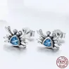 Crab shape earrings - blue crystal - 925 sterling silverEarrings