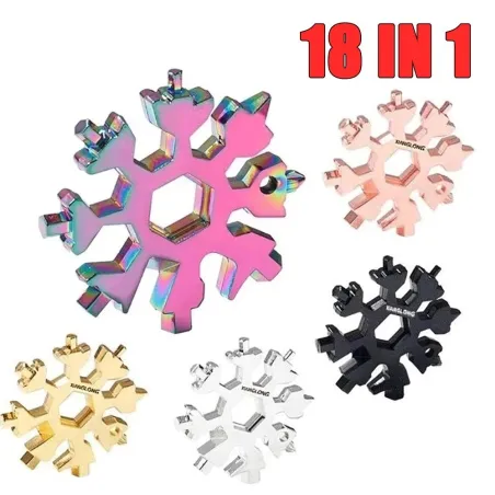 18 in 1 Multitool – Flaschenöffner/Schraubendreher aus Edelstahl – Schneeflocke