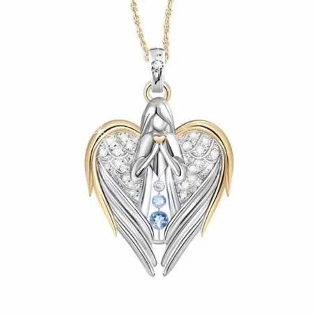 Ailes d'ange en forme de coeur / ange / cristaux - collier en or