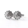 Boutons de manchette en forme de fleur en argent avec cristaux