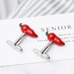 Red chilli cufflinksCufflinks