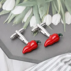 Boutons de manchette piment rouge