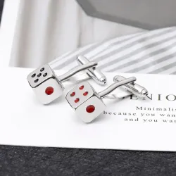 Boutons de manchette en argent en forme de dés