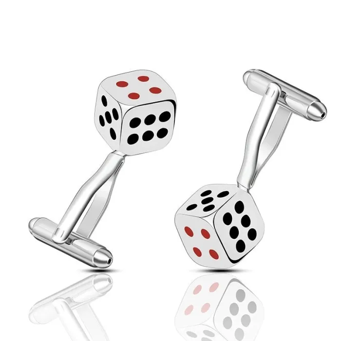 Boutons de manchette en argent en forme de dés