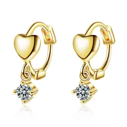 Eleganti orecchini rotondi - cuore / zircone