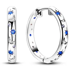 Runda örhängen - kristallstjärnor / måne - 925 sterling silver