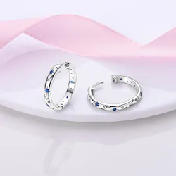 Runde øredobber - krystallstjerner / måne - 925 sterling sølv