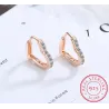 Elegante hjerteformede øredobber - med zirkon - 925 sterling sølv