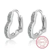 AretesPendientes elegantes en forma de corazón - con circonitas - plata de ley 925