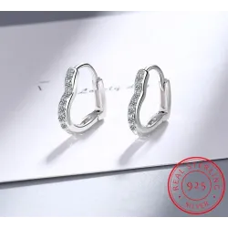 AretesPendientes elegantes en forma de corazón - con circonitas - plata de ley 925