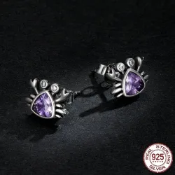 Crab shaped earrings - purple zircon - 925 sterling silverEarrings