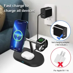 3 i 1 trådløs lader - magnetisk stativ - hurtiglading - for iPhone - iWatch - AirPods - 15W