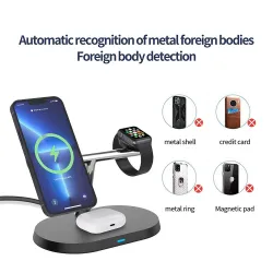 3 in 1 langaton laturi - magneettiteline - pikalataus - iPhonelle - iWatch - AirPods - 15W