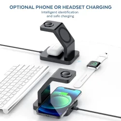 3 i 1 magnetisk trådløs lader - hurtiglading - for iPhone - Apple Watch - AirPods
