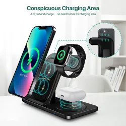 3 i 1 trådløs lader - hurtigladestativ - for iPhone - AirPods - Apple Watch - Samsung