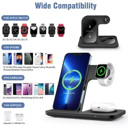 3 i 1 trådlös laddare - snabbladdningsställ - för iPhone - AirPods - Apple Watch - Samsung