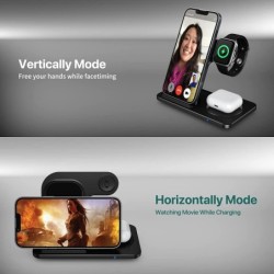 Carregador sem fio 3 em 1 - suporte de carregamento rápido - para iPhone - AirPods - Apple Watch - Samsung