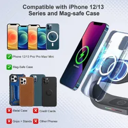 3 i 1 magnetisk trådløs lader - hurtigladestativ - for iPhone - AirPods - Apple Watch