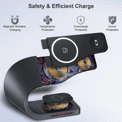 3 i 1 magnetisk trådløs lader - hurtigladestativ - for iPhone - AirPods - Apple Watch