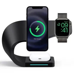 3 i 1 magnetisk trådløs lader - hurtigladestativ - for iPhone - AirPods - Apple Watch