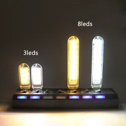 Bande lumineuse USB - mini lampe LED - éclairage de secours - 8 pièces