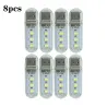 Bande lumineuse USB - mini lampe LED - éclairage de secours - 8 pièces