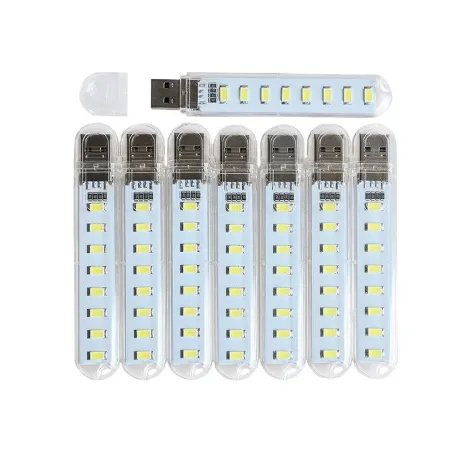 USB stripelys - mini LED lampe - nødlys - 8 stk