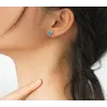 Pieuvre en argent / coeur en cristal bleu - boucles d'oreilles - argent sterling 925
