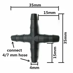 Croix droite pour tuyau 4/7 mm - raccord cannelé 1/4 - tuyau fileté - micro irrigation jardin - 20 pièces