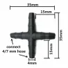 kopi av Kryss rett for 4/7 mm slange - 1/4 piggaret kobling - gjenget rør - hage mikro vanning - 20 stk.