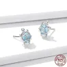 Tortue avec verre bleu - boucles d'oreilles - argent sterling 925