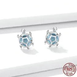 AretesTortuga con cristal azul - Pendientes - Plata de ley 925
