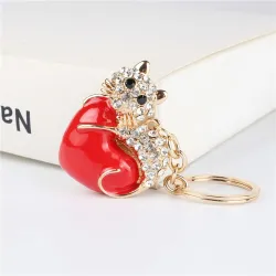 Red heart / crystal cat - keychainKeyrings