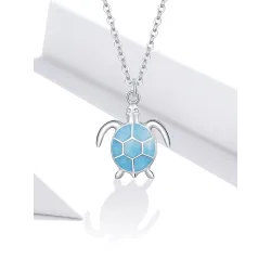 Collier / boucles d'oreilles tortue bleue - ensemble - argent sterling 925