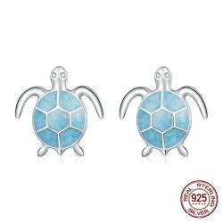 Blauwe schildpad ketting / oorbellen - set - 925 sterling zilverSieradensets